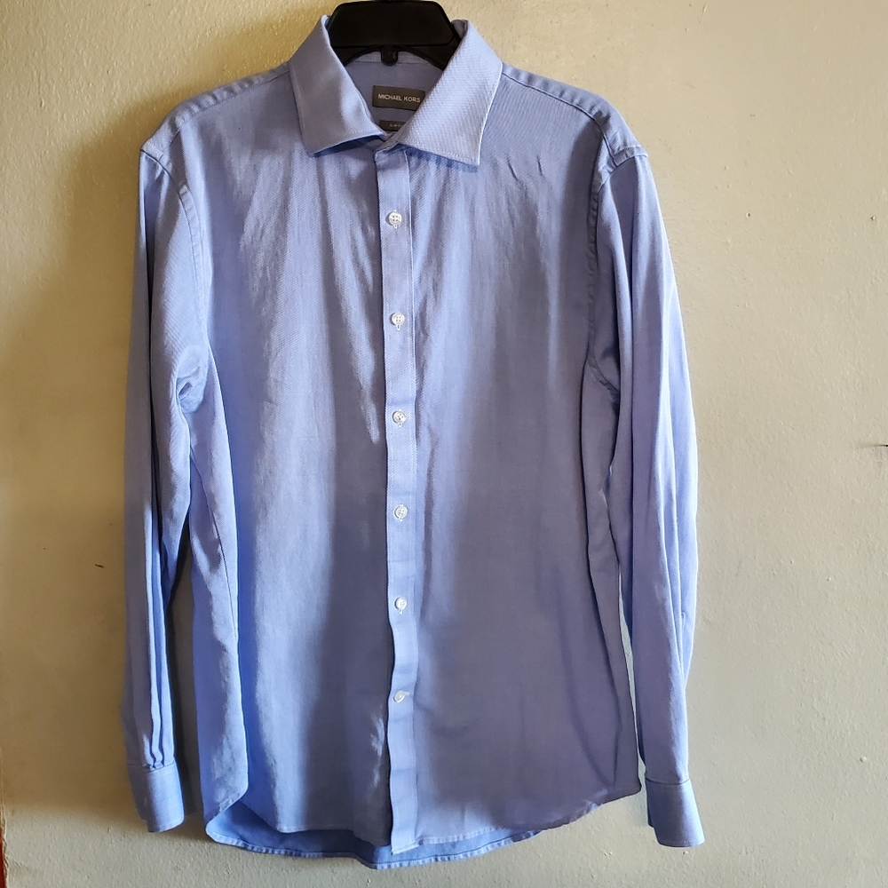 Michael Kors XL men blue Slim Fit  Dress Shirt